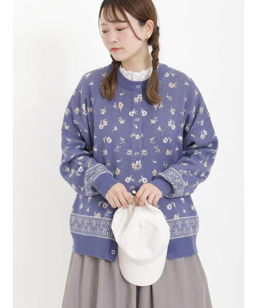 Samansa Mos2(サマンサ モスモス)の「花柄ドットボタンカーディガン(カーディガン/ボレロ・レディース・ベージュ/キナリ/ブルー/ブラック・F)」の14枚目の写真