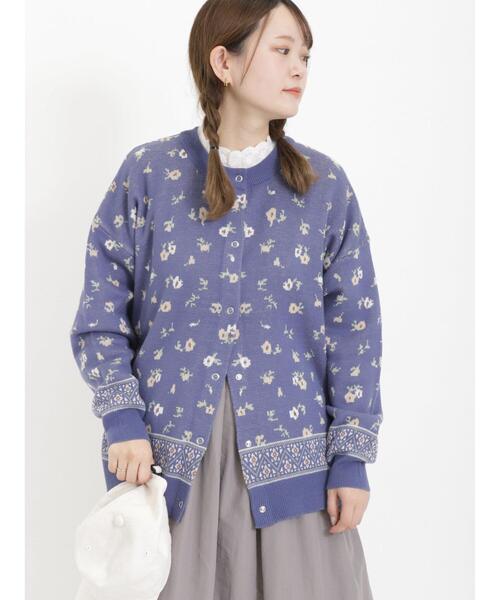 Samansa Mos2（サマンサ モスモス）の「花柄ドットボタンカーディガン
