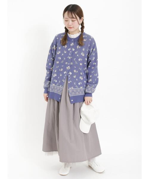 Samansa Mos2(サマンサ モスモス)の「花柄ドットボタンカーディガン(カーディガン/ボレロ・レディース・ベージュ/キナリ/ブルー/ブラック・F)」の6枚目の写真