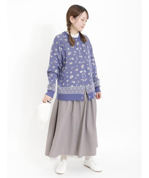 Samansa Mos2(サマンサ モスモス)の「花柄ドットボタンカーディガン(カーディガン/ボレロ・レディース・ベージュ/キナリ/ブルー/ブラック・F)」の7枚目の写真