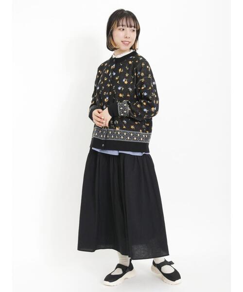 Samansa Mos2(サマンサ モスモス)の「花柄ドットボタンカーディガン(カーディガン/ボレロ・レディース・ベージュ/キナリ/ブルー/ブラック・F)」の9枚目の写真