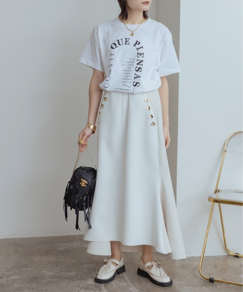 Eimee Law(エイミーロウ)の「アーチロゴ ラバーTシャツ(Tシャツ/カットソー・レディース・チャコールグレー/オフホワイト/ホワイト系/グレー系・S/M)」の11枚目の写真