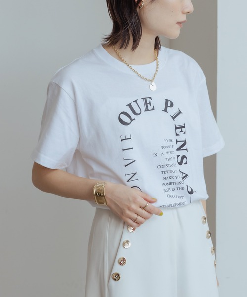 Eimee Law(エイミーロウ)の「アーチロゴ ラバーTシャツ(Tシャツ/カットソー・レディース・チャコールグレー/オフホワイト/ホワイト系/グレー系・S/M)」の8枚目の写真