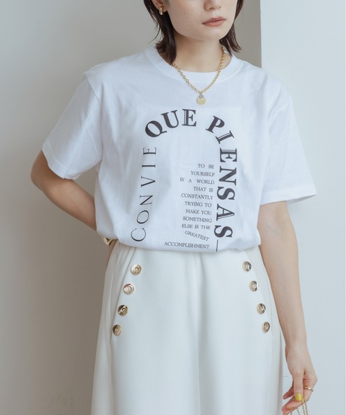 Eimee Law(エイミーロウ)の「アーチロゴ ラバーTシャツ(Tシャツ/カットソー・レディース・チャコールグレー/オフホワイト/ホワイト系/グレー系・S/M)」の14枚目の写真