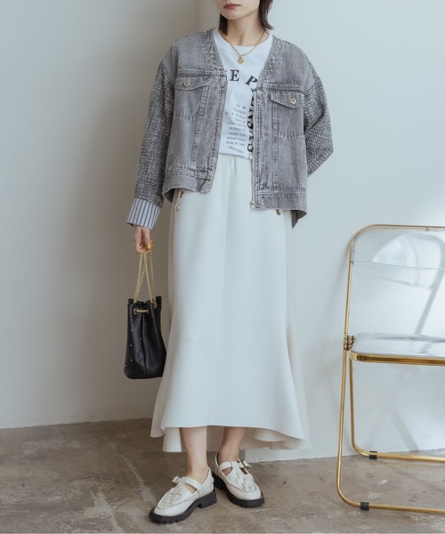 Eimee Law(エイミーロウ)の「アーチロゴ ラバーTシャツ(Tシャツ/カットソー・レディース・チャコールグレー/オフホワイト/ホワイト系/グレー系・S/M)」の19枚目の写真