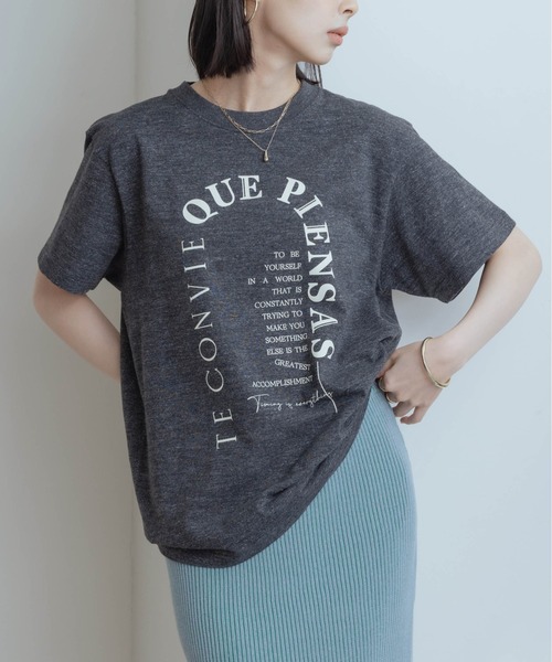 Eimee Law(エイミーロウ)の「アーチロゴ ラバーTシャツ(Tシャツ/カットソー・レディース・チャコールグレー/オフホワイト/ホワイト系/グレー系・S/M)」の20枚目の写真