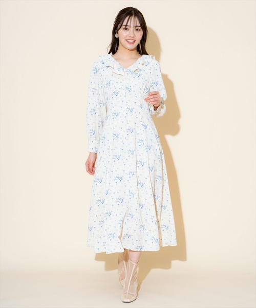 WILLSELECTION(ウィルセレクション)の「フリルカラーフラワープリントワンピース(ワンピース・レディース・ホワイト系その他/パープル系その他/イエロー系その他・FREE)」の17枚目の写真