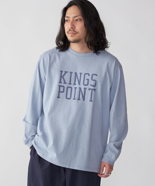 SHIPS(シップス)の「KINGS POINT: ロゴ プリント 長袖 Tシャツ(Tシャツ/カットソー・メンズ・ライトブルー/ダークグレー/ナチュラル・SMALL/MEDIUM/LARGE/X-LARGE)」の3枚目の写真