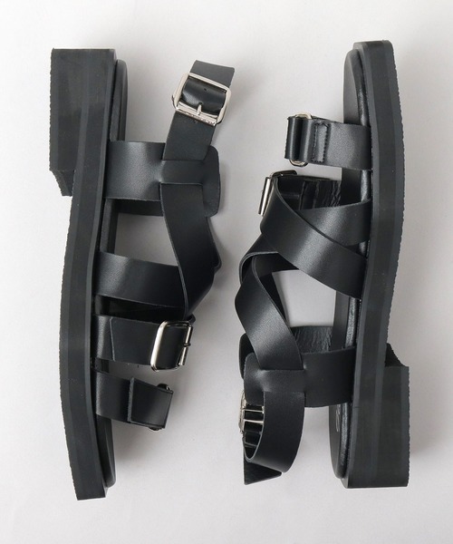 glabella（グラベラ）の「スクエアカットソール 2連ストラップ クロスバンド ストラップサンダル（サンダル・メンズ・ブラック・S/M/L）」の6枚目の写真