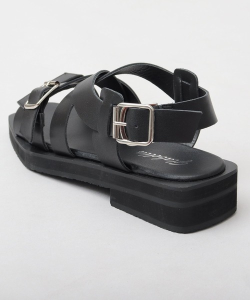 glabella（グラベラ）の「スクエアカットソール 2連ストラップ クロスバンド ストラップサンダル（サンダル・メンズ・ブラック・S/M/L）」の8枚目の写真