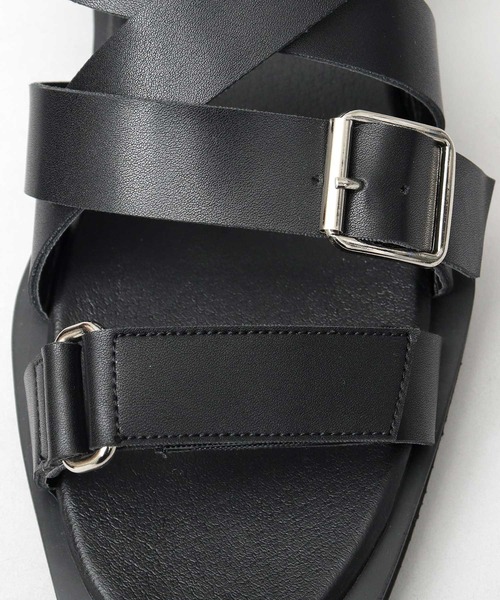 glabella（グラベラ）の「スクエアカットソール 2連ストラップ クロスバンド ストラップサンダル（サンダル・メンズ・ブラック・S/M/L）」の12枚目の写真