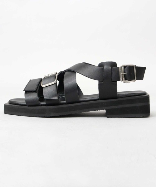 glabella（グラベラ）の「スクエアカットソール 2連ストラップ クロスバンド ストラップサンダル（サンダル・メンズ・ブラック・S/M/L）」の15枚目の写真