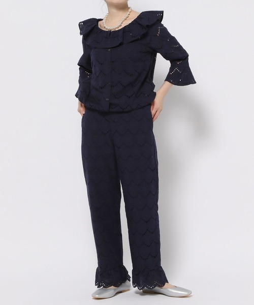 シルク⭐の レースの素敵なお洋服 セール】高山直子さんコラボ/刺繍レースブラウスキャミ/991890