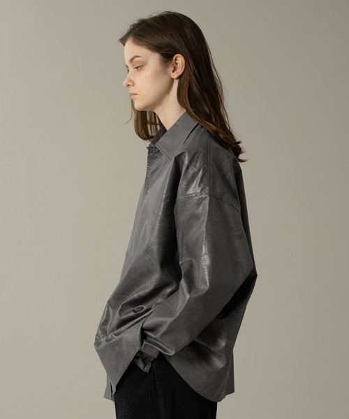 SELLE GLANT(セレグランテ)の「LEATHER LIKE SATIN SHIRT/レザーライクサテンシャツ(シャツ/ブラウス・メンズ・ブラック/グレー・MEDIUM/LARGE)」の20枚目の写真