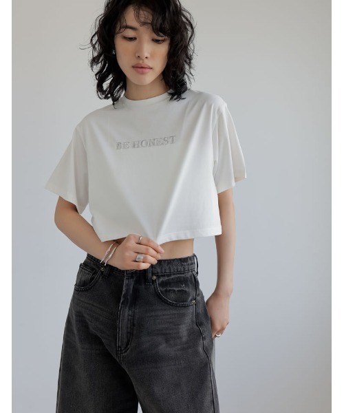 スパンコールロゴTシャツ スパンコールロゴT