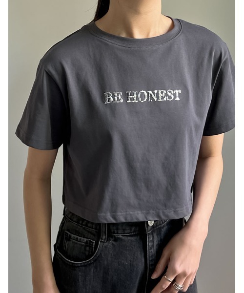 ✨クチネリ　美品袖スパンコールTシャツ✨ GOLDJAPAN 大きいサイズ レディース トップス Tシャツ