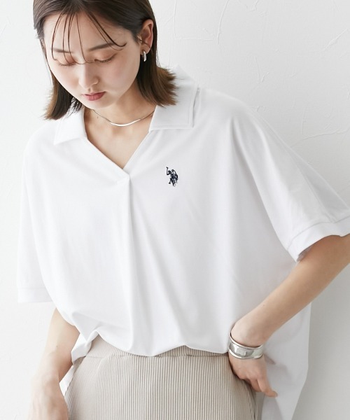 U.S. POLO ASSN.(ユーエスポロアッスン)の「【U.S. POLO ASSN.】スキッパーポロシャツ(ポロシャツ・レディース・モスグリーン/ブラック/杢グレー/オフホワイト・LL/L/M/S)」の2枚目の写真
