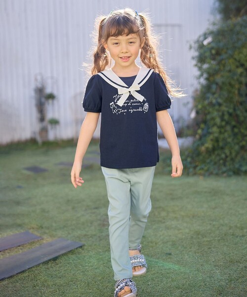 エニィファム140サイズ　セーラーカラーTシャツ＆マリンショートパンツ セール】セーラーカラー Tシャツ（Tシャツ/カットソー）｜any