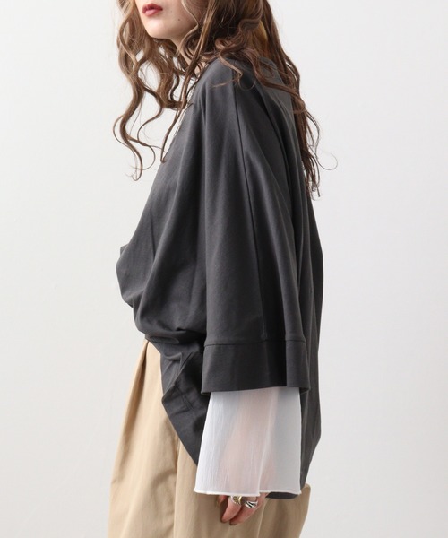 atONE（アットワン）の「atONE ボートネック7分袖ドルマンTシャツ（Tシャツ/カットソー・レディース・オフホワイト/ブラック/グレイッシュベージュ/チャコールグレー・LL～3L/4L～5L/M-L）」の19枚目の写真