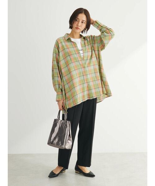 Green Parks(グリーンパークス)の「チェック柄シャツチュニック(チュニック・レディース・グリーン/ブルー/ホワイト系その他2・FREE)」の14枚目の写真