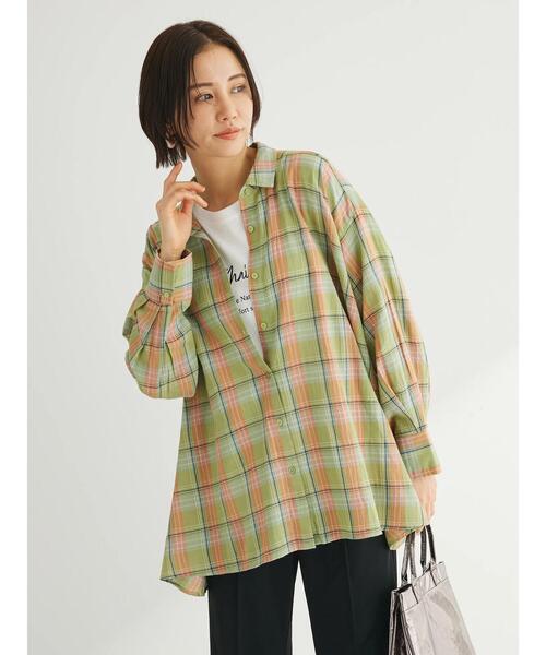 Green Parks(グリーンパークス)の「チェック柄シャツチュニック(チュニック・レディース・グリーン/ブルー/ホワイト系その他2・FREE)」の17枚目の写真