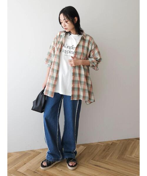 Green Parks(グリーンパークス)の「チェック柄シャツチュニック(チュニック・レディース・グリーン/ブルー/ホワイト系その他2・FREE)」の19枚目の写真