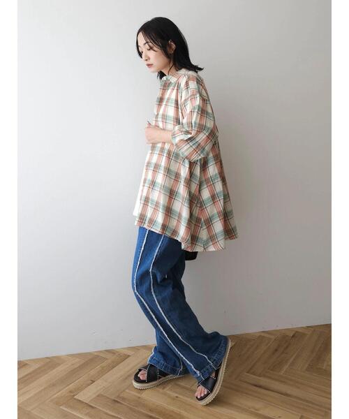 Green Parks(グリーンパークス)の「チェック柄シャツチュニック(チュニック・レディース・グリーン/ブルー/ホワイト系その他2・FREE)」の20枚目の写真