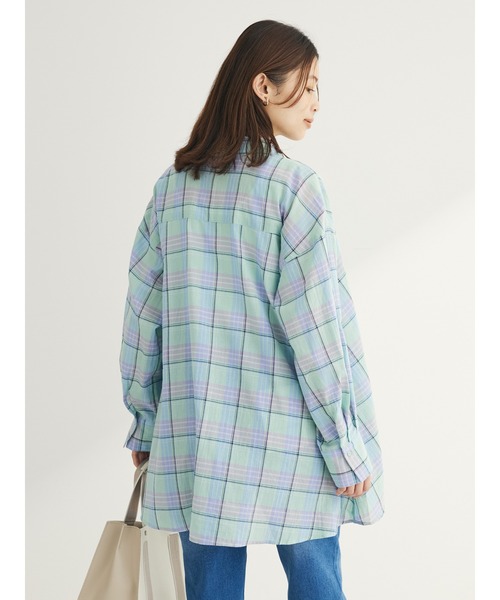 Green Parks(グリーンパークス)の「チェック柄シャツチュニック(チュニック・レディース・グリーン/ブルー/ホワイト系その他2・FREE)」の10枚目の写真