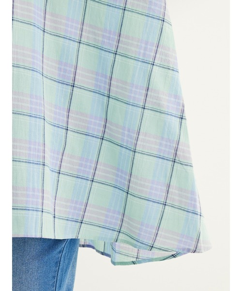 Green Parks(グリーンパークス)の「チェック柄シャツチュニック(チュニック・レディース・グリーン/ブルー/ホワイト系その他2・FREE)」の13枚目の写真