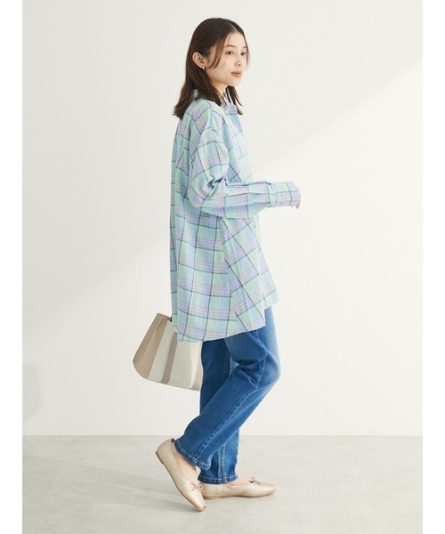 Green Parks(グリーンパークス)の「チェック柄シャツチュニック(チュニック・レディース・グリーン/ブルー/ホワイト系その他2・FREE)」の6枚目の写真