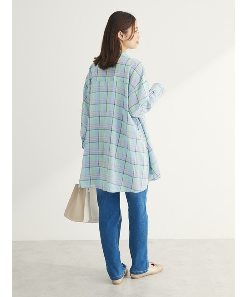Green Parks(グリーンパークス)の「チェック柄シャツチュニック(チュニック・レディース・グリーン/ブルー/ホワイト系その他2・FREE)」の7枚目の写真