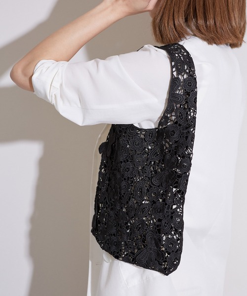 ROPE' PICNIC(ロペピクニック)の「レースジャカードトートバッグ(トートバッグ・レディース・キナリ/ブラック・FREE)」の14枚目の写真