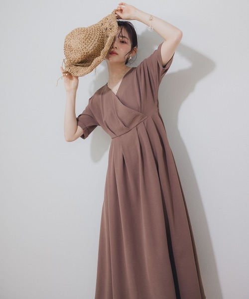 Petitjo（プッチージョ）の「小さいサイズ　カシュクールワンピース　低身長さん・小柄女性（ワンピース・レディース・グリーン/ブラック/モカ・PSS/PM/PS/PL）」の2枚目の写真