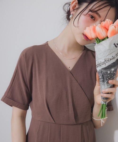 Petitjo（プッチージョ）の「小さいサイズ　カシュクールワンピース　低身長さん・小柄女性（ワンピース・レディース・グリーン/ブラック/モカ・PSS/PM/PS/PL）」の6枚目の写真