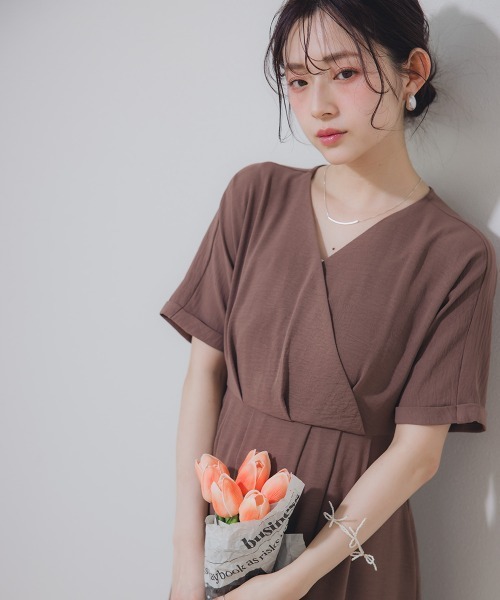 Petitjo（プッチージョ）の「小さいサイズ　カシュクールワンピース　低身長さん・小柄女性（ワンピース・レディース・グリーン/ブラック/モカ・PSS/PM/PS/PL）」の7枚目の写真