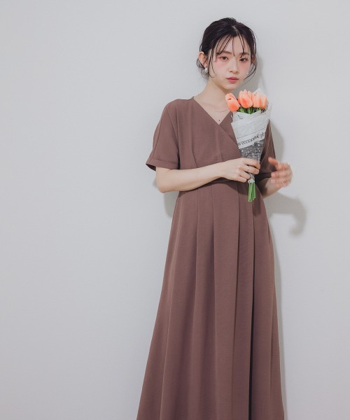 Petitjo（プッチージョ）の「小さいサイズ　カシュクールワンピース　低身長さん・小柄女性（ワンピース・レディース・グリーン/ブラック/モカ・PSS/PM/PS/PL）」の8枚目の写真