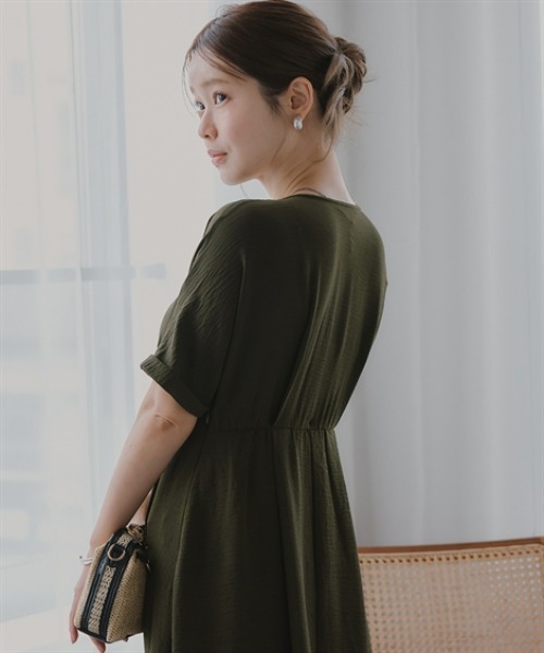 Petitjo(プッチージョ)の「小さいサイズ カシュクールワンピース 低身長さん・小柄女性(ワンピース・レディース・グリーン/ブラック/モカ・PSS/PM/PS/PL)」の17枚目の写真