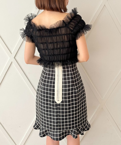 ME COUTURE(ミークチュール)の「チェックミニフリルスカート(スカート・レディース・ピンク/ベージュ/ブラック・0/1)」の2枚目の写真