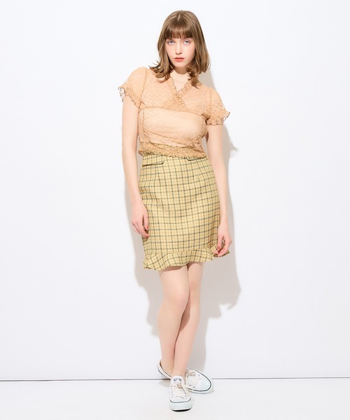 ME COUTURE(ミークチュール)の「チェックミニフリルスカート(スカート・レディース・ピンク/ベージュ/ブラック・0/1)」の7枚目の写真