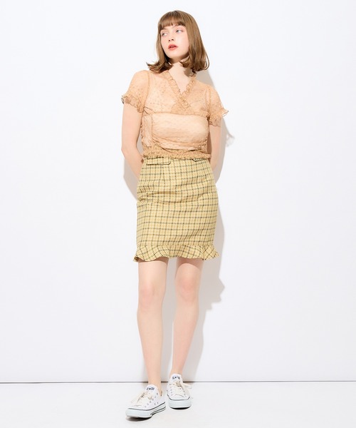 ME COUTURE(ミークチュール)の「チェックミニフリルスカート(スカート・レディース・ピンク/ベージュ/ブラック・0/1)」の8枚目の写真