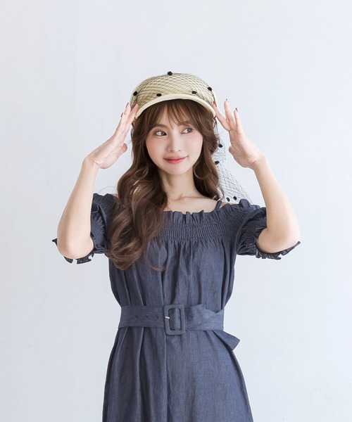 Julia Boutique（ジュリアブティック）の「ドットチュールリボン付きサマーキャスケット/24108（キャスケット・レディース・ブラック/オフホワイト・ONE）」の20枚目の写真