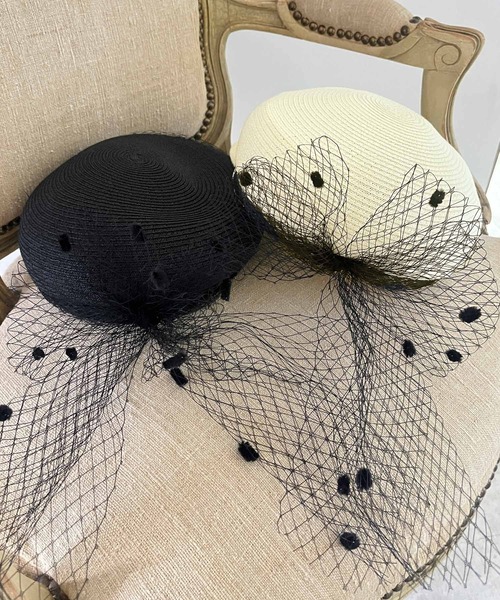 Julia Boutique（ジュリアブティック）の「ドットチュールリボン付きサマーキャスケット/24108（キャスケット・レディース・ブラック/オフホワイト・ONE）」の13枚目の写真