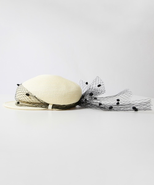 Julia Boutique（ジュリアブティック）の「ドットチュールリボン付きサマーキャスケット/24108（キャスケット・レディース・ブラック/オフホワイト・ONE）」の11枚目の写真