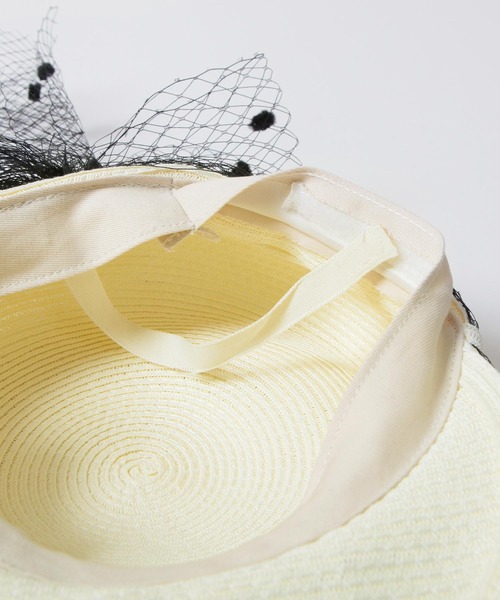 Julia Boutique（ジュリアブティック）の「ドットチュールリボン付きサマーキャスケット/24108（キャスケット・レディース・ブラック/オフホワイト・ONE）」の5枚目の写真