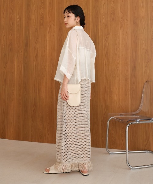 Bab（バブ）の「シアーショートシャツブラウス（シャツ/ブラウス・レディース・ベージュ/ブルー/アイボリー/ピンク・M）」の12枚目の写真