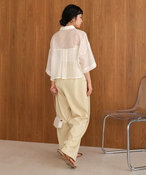 Bab（バブ）の「シアーショートシャツブラウス（シャツ/ブラウス・レディース・ベージュ/ブルー/アイボリー/ピンク・M）」の18枚目の写真