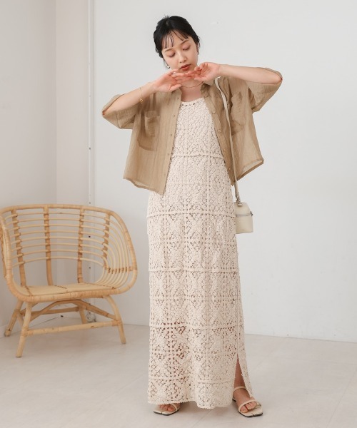 Bab（バブ）の「シアーショートシャツブラウス（シャツ/ブラウス・レディース・ベージュ/ブルー/アイボリー/ピンク・M）」の20枚目の写真