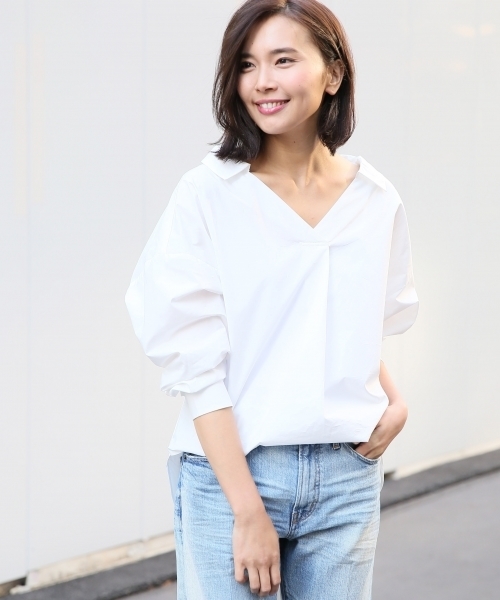 A part by（アパートバイ）の「CドルマンVPOシャツ 744281 （シャツ/ブラウス・レディース・ブラック/ベージュ/ホワイト/ピンク/イエロー/ライトパープル・FREE）」の9枚目の写真