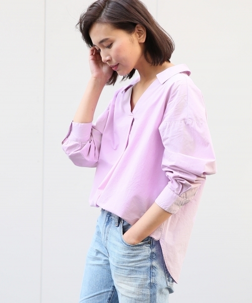 A part by（アパートバイ）の「CドルマンVPOシャツ 744281 （シャツ/ブラウス・レディース・ブラック/ベージュ/ホワイト/ピンク/イエロー/ライトパープル・FREE）」の21枚目の写真