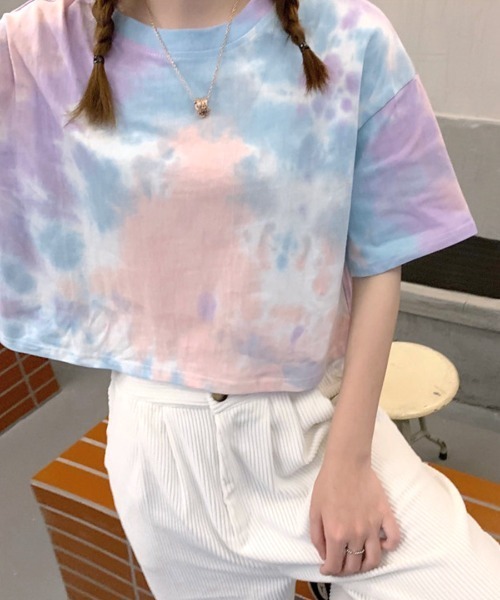 Riff(リフ)の「タイダイ柄 ショート丈トップス(Tシャツ/カットソー・レディース・ブルー/パープル/オレンジ・M)」の20枚目の写真